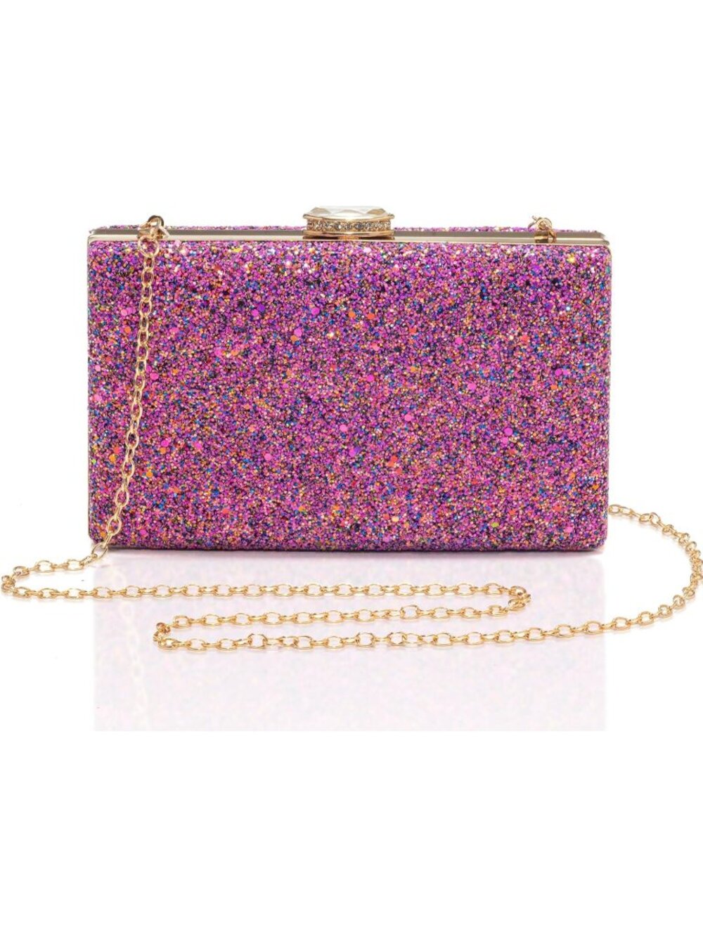 〽️Women Purple Elegant Crystal Evening Wedding Party Clutch Purse Crossbody Bag